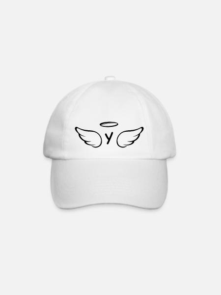 Buchstaben- und Engelsflügel - Baseballkappe - Weiß/Weiß