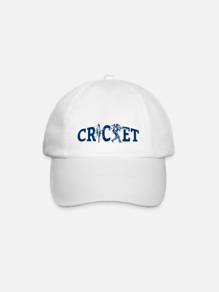 Cricket Lettering with Bat - Kricket - Baseballkappe - Weiß/Weiß