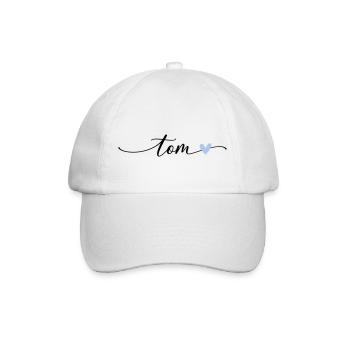 Tom Name Kalligrafie Schrift - Baseballkappe - Weiß/Weiß - Vorne