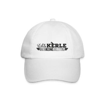 Echte Kerle brauchen keine Anleitung - Baseballkappe - Weiß/Weiß - Vorne