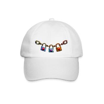 Liebesschlösser mit Herzen Design 2 - Baseballkappe - Weiß/Weiß - Vorne