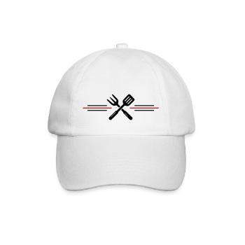 Grill Besteck Grillen Symbol - Baseballkappe - Weiß/Weiß - Vorne