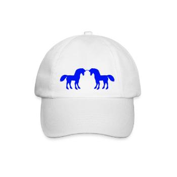 2 Einhörner Silhouette Kampf Duell Team Freunde - Baseballkappe - Weiß/Weiß - Vorne