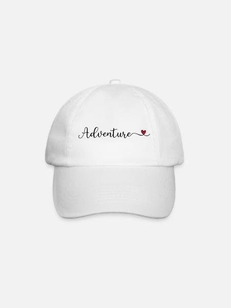 Abenteuertypografie mit Herz - Baseballkappe - Weiß/Weiß