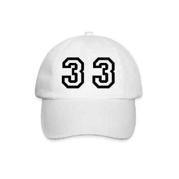 Number - 33 - Thirty Three - Baseballkappe - Weiß/Weiß - Vorne