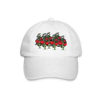 Tomaten am Strauch. Geschenkidee - Baseballkappe - Weiß/Weiß - Vorne