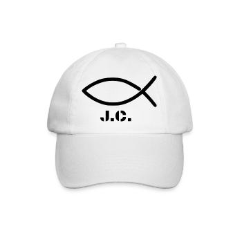 Christlicher Fisch (Christentum) mit Beschriftung - Baseballkappe - Weiß/Weiß - Vorne