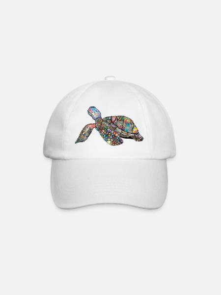 Schildkröte Mosaik - Baseballkappe - Weiß/Weiß