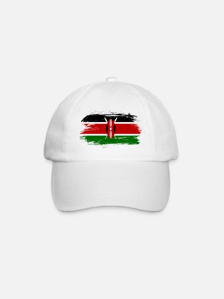 Kenia Flagge / Geschenk Kenya Afrika Nairobi - Baseballkappe - Weiß/Weiß