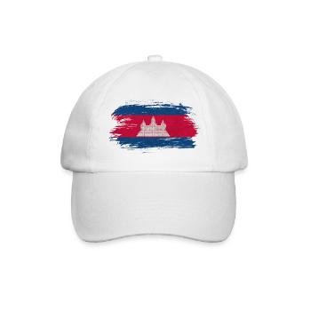 Kambodscha Vintage Flagge / Geschenk Angkor - Baseballkappe - Weiß/Weiß - Vorne