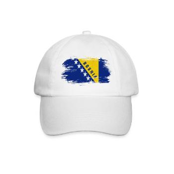 Bosnien Vintage Flagge / Geschenk Sarajevo - Baseballkappe - Weiß/Weiß - Vorne