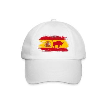 Spanien Flaggen Design mit Stier / Geschenk Madrid - Baseballkappe - Weiß/Weiß - Vorne