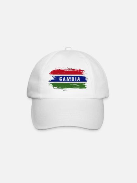 Gambia Flagge / Geschenk Banjul Afrika - Baseballkappe - Weiß/Weiß