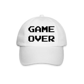 Game Over / Geek / Gaming / Gamer / Gamer / Player - Baseballkappe - Weiß/Weiß - Vorne