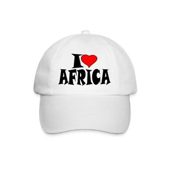 Africa - I Love Africa - Ich Liebe Afrika - Baseballkappe - Weiß/Weiß - Vorne