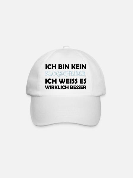 bin_kein_klugscheisser_02 - Baseballkappe - Weiß/Weiß