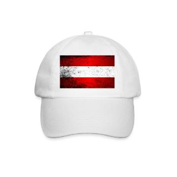 Flagge von Österreich Grunge - Baseballkappe - Weiß/Weiß - Vorne