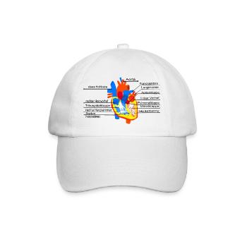 Anatomisches Herz, Cor, - Baseballkappe - Weiß/Weiß - Vorne