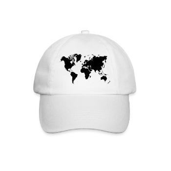 Schwarze Weltkarte - Baseballkappe - Weiß/Weiß - Vorne
