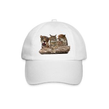 Luchs, Jaguar und Gepard - Baseballkappe - Weiß/Weiß - Vorne