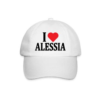 T-Shirt Ich liebe Alessia T-Shirt Geschenkidee - Baseballkappe - Weiß/Weiß - Vorne