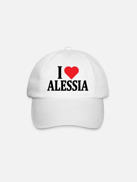 T-Shirt Ich liebe Alessia T-Shirt Geschenkidee - Baseballkappe - Weiß/Weiß