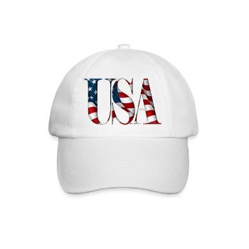 USA-Text - Baseballkappe - Weiß/Weiß - Vorne