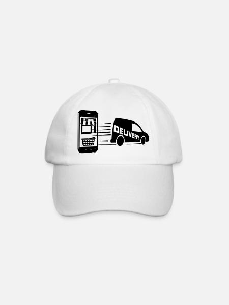 Online-Shopping und Autolieferung - Baseballkappe - Weiß/Weiß