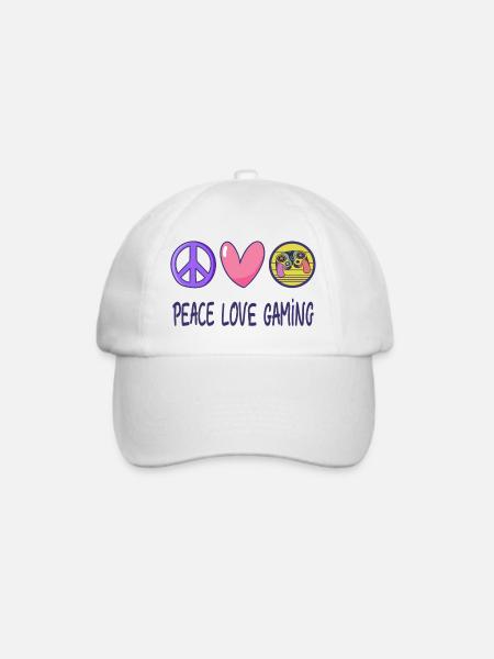 Frieden Liebe Gaming - Baseballkappe - Weiß/Weiß
