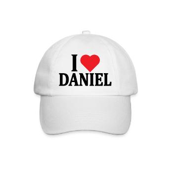 T-Shirt Ich liebe Daniel T-Shirt Geschenkidee - Baseballkappe - Weiß/Weiß - Vorne