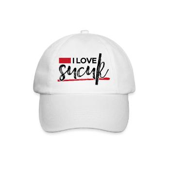I Love Sucuk Türkische Wurst Knoblauch Lecker Food - Baseballkappe - Weiß/Weiß - Vorne