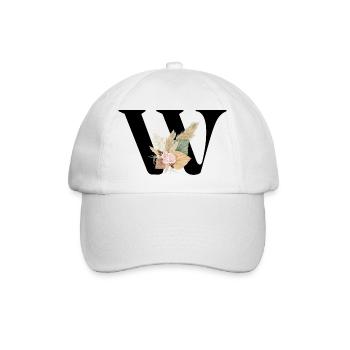 Buchstabe W Blumen - Baseballkappe - Weiß/Weiß - Vorne