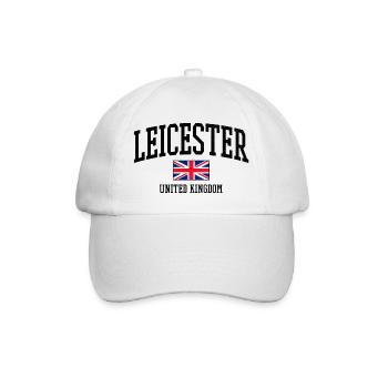 Leicester Flaggen-Shirt – UK Stadtmotiv - Baseballkappe - Weiß/Weiß - Vorne