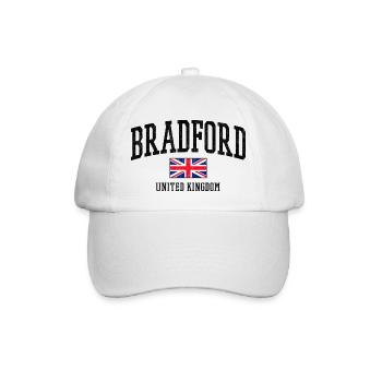 Bradford Flaggen-Shirt – UK Stadtmotiv - Baseballkappe - Weiß/Weiß - Vorne