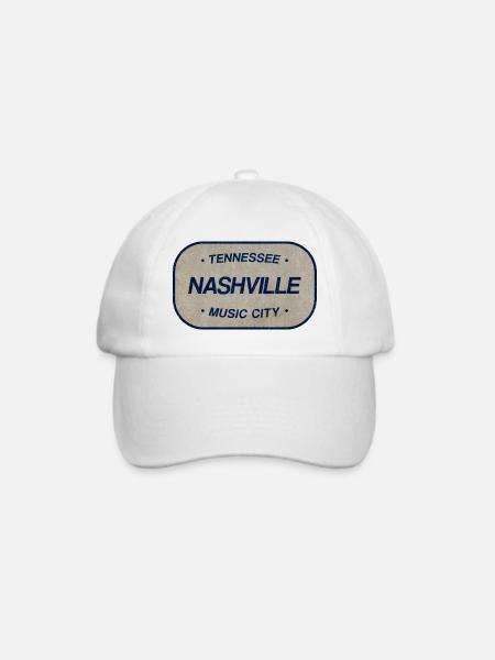 Tennessee Nashville Musik City Schild - Baseballkappe - Weiß/Weiß