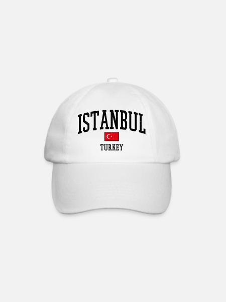 Istanbul Türkei Flaggenmotiv Grafik - Baseballkappe - Weiß/Weiß