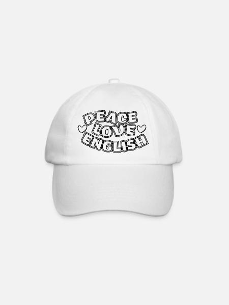 PEACE LOVE ENGLISH I LOVE ENGLISH LANGUAGE STUDENT - Baseballkappe - Weiß/Weiß