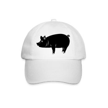 Schweinelogo Schattenbild - Baseballkappe - Weiß/Weiß - Vorne