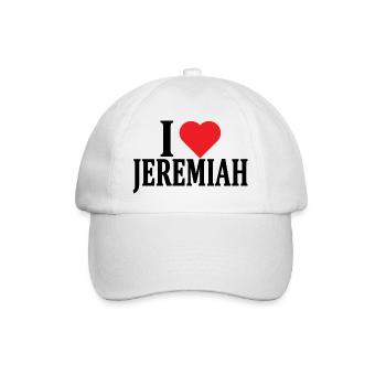 T-Shirt I love Jeremiah T-Shirt Geschenkidee - Baseballkappe - Weiß/Weiß - Vorne