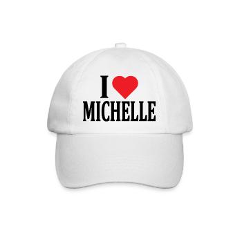 T-Shirt Name I love Michelle T-Shirt Geschenkidee - Baseballkappe - Weiß/Weiß - Vorne