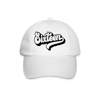 Sechzehn 16. Geburtstag Jungen Mädchen 16 Jahre alt - Baseballkappe - Weiß/Weiß - Vorne