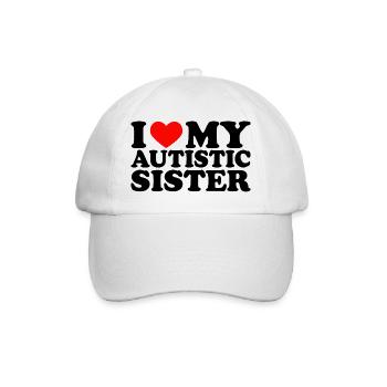 I Love My Autistic Sister I Heart My Sister Y2K - Baseballkappe - Weiß/Weiß - Vorne