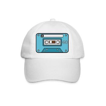 60er Musikkassette - Baseballkappe - Weiß/Weiß - Vorne
