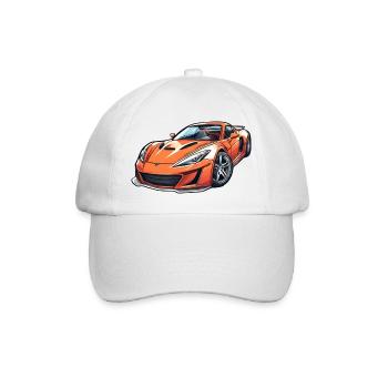 Flammender Sportwagen - Baseballkappe - Weiß/Weiß - Vorne