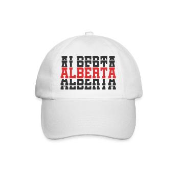T-Shirt Alberta T-Shirt Geschenkidee gestapelter Text - Baseballkappe - Weiß/Weiß - Vorne