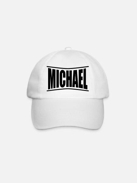 T-Shirt Michael T-Shirt Geschenkidee - Baseballkappe - Weiß/Weiß