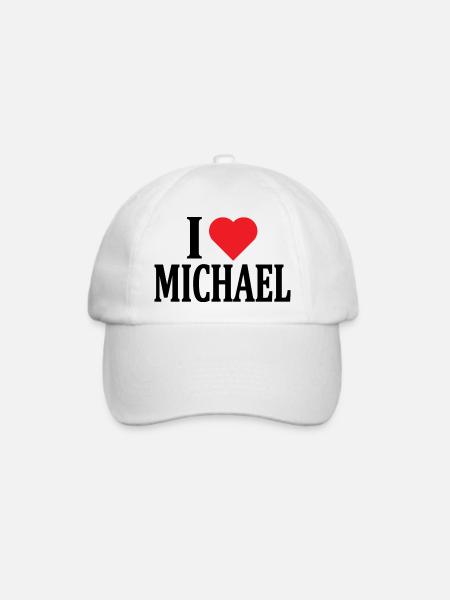 T-Shirt Ich liebe Michael T-Shirt Geschenkidee - Baseballkappe - Weiß/Weiß