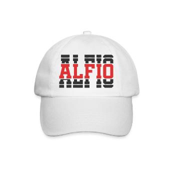 Alfio T-Shirt Geschenkidee gestapelter Text - Baseballkappe - Weiß/Weiß - Vorne