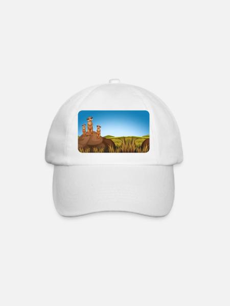 Erdmännchen Familie | personalisierbar - Baseballkappe - Weiß/Weiß