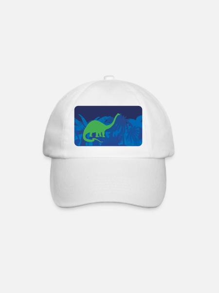 Urwald Dinos Langhals - blau - Baseballkappe - Weiß/Weiß